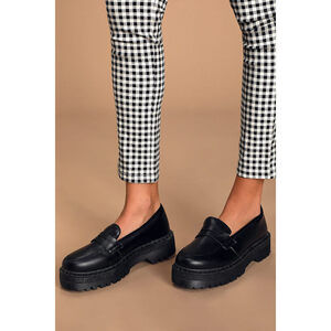 Lulus Maysie Black Flatform Loafers - Size 6